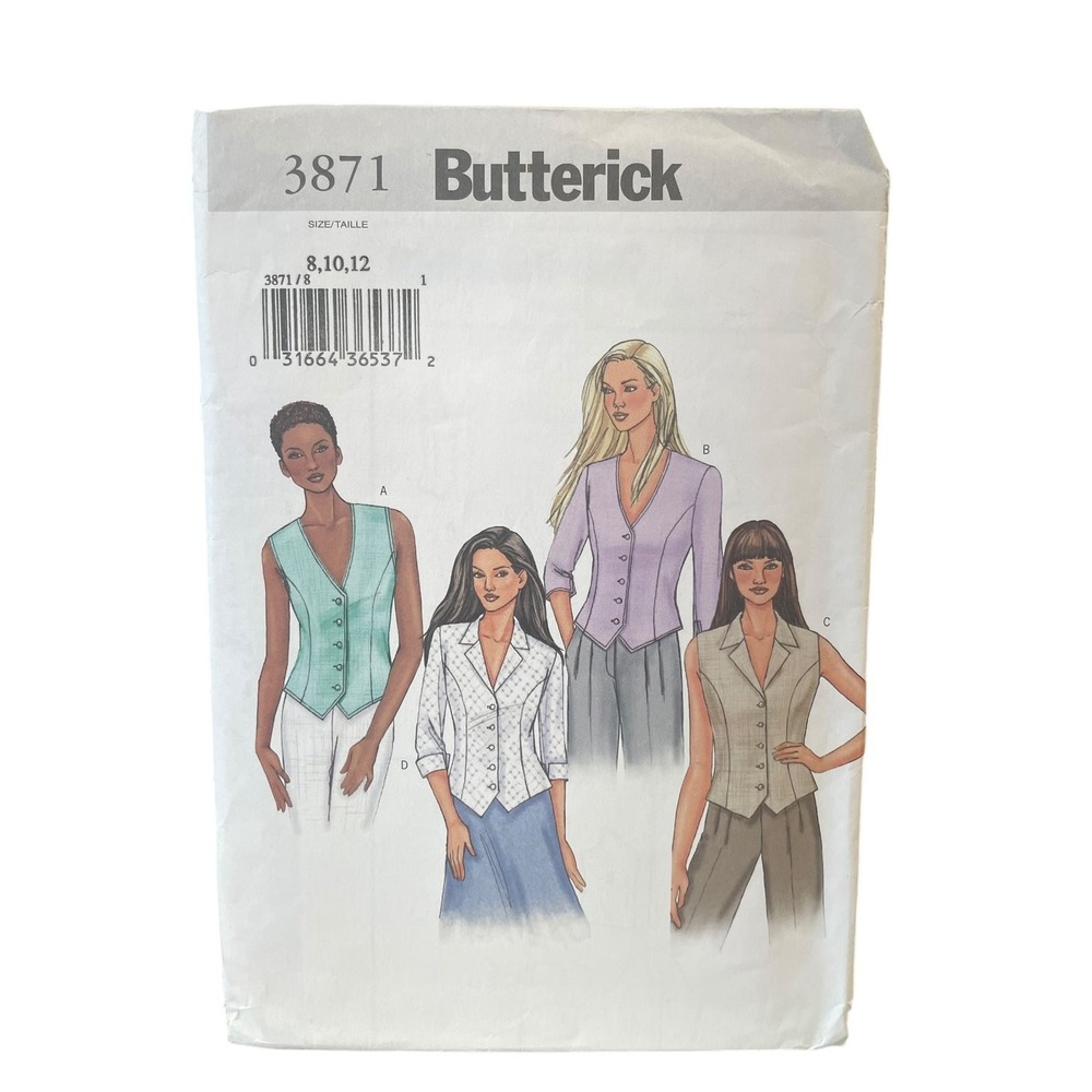 Butterick 3871 Top Sewing Pattern Misses Size 8-12 Vintage 90s Uncut FF